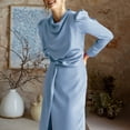 thumbnail image 5 of RYKJLWY Boho Dresses for Women 2024 Women's High End Satin Dress With Elegant Temperament Bridesmaid Attire Autumn And Winter Split Ends Pastel Dress for Women (Light Blue,XL), 5 of 9