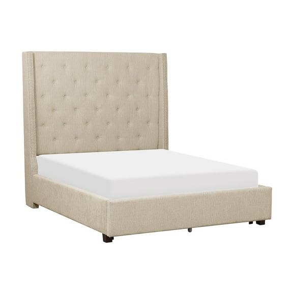 Lexicon Fairborn Fabric Full Bed with Storage Drawers in Beige