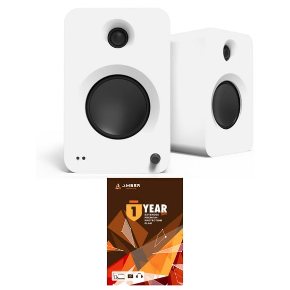 Kanto REN MW Bluetooth Powered Bookshelf Speakers - Matte White Pair with 1 Year Amber Protection Extension Plan (2024)