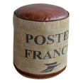 thumbnail image 3 of Round Canvas Pouf POST topped with Brown Leather Seat, 3 of 4