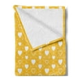 thumbnail image 2 of Yellow Soft Flannel Fleece Throw Blanket, Full and Empty Heart Shapes with Little Dots and Tiny Hearts Pattern, Cozy Plush for Indoor and Outdoor Use, 70" x 90", Yellow White, by Ambesonne, 2 of 5