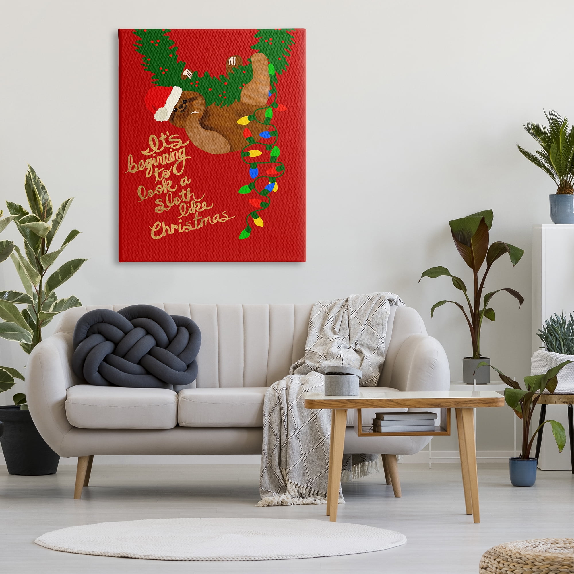 Stupell Industries A Sloth Like Christmas Festive Winter Holiday Pun, 36 x 48, Design by Jen Bucheli