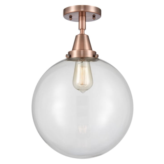 447-1C-AC-G202-12-LED-Innovations Lighting-Beacon-3.5W 1 LED Flush Mount in Industrial Style Antique Copper Finish with Clear Glass