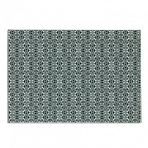 Black and Grey Cutting Board, Abstract Petal Silhouettes on a Grey Backdrop Ornamental Floral Pattern, Decorative Tempered Glass Cutting and Serving Board, Small Size, Black and Grey, by Ambesonne