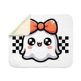 thumbnail image 4 of CafePress - Halloween Ghost Cute Checkered - Sherpa Fleece Throw Blanket 60" x 50", 4 of 5