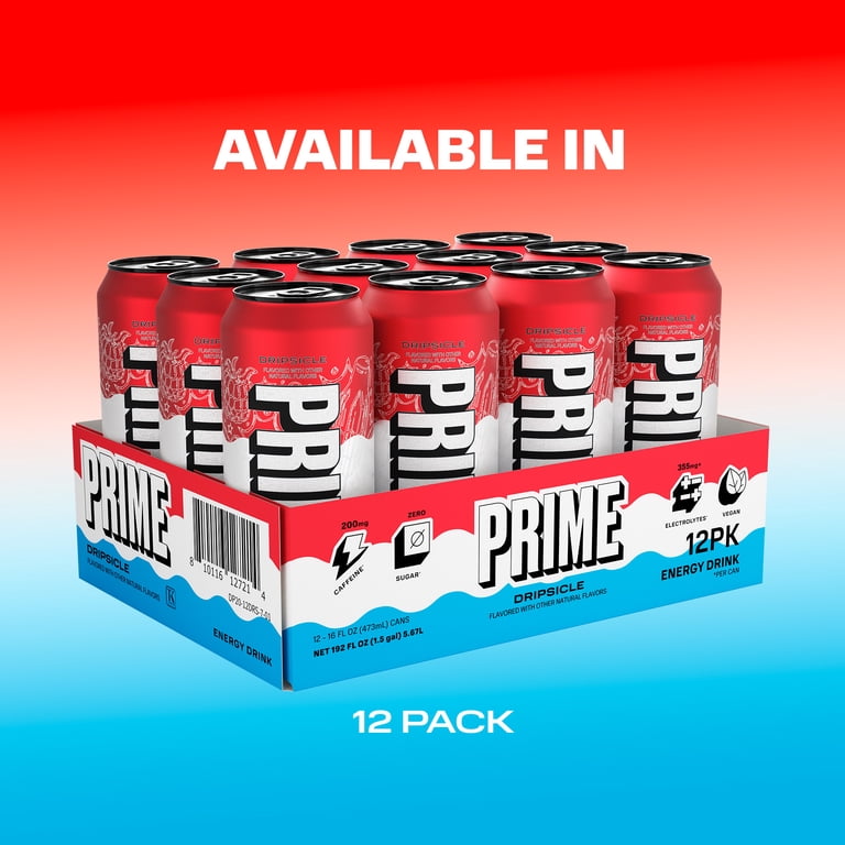 Prime Store PRIME, Sugar Free Energy Drink, 16 fl oz, Dripsicle, 12 Pack