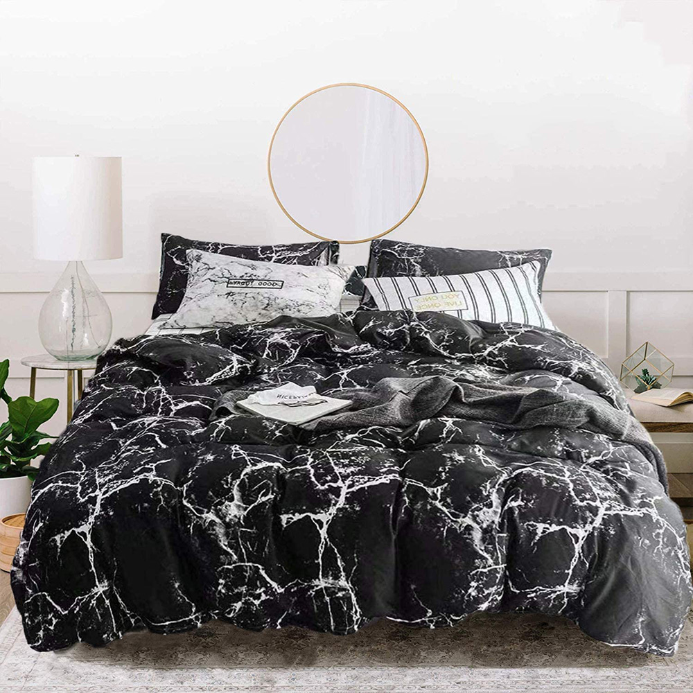 Jumeey Marble Comforter Set Queen Size Black Comforter Bedding Sets For