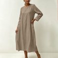 thumbnail image 7 of Lmueinov Dresses for Women Long sleeve Flowy Casual Cotton Linen Dress Lightweight Tunic Dress with Pockets Beach Vacation Sundresses, 7 of 7