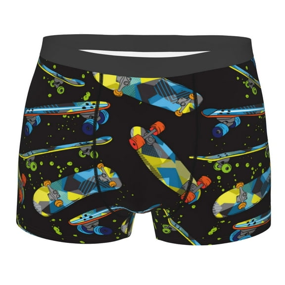 Bingfone Colorful Skateboard Men's Underwear - Casual Stretch Boxer Briefs-Small