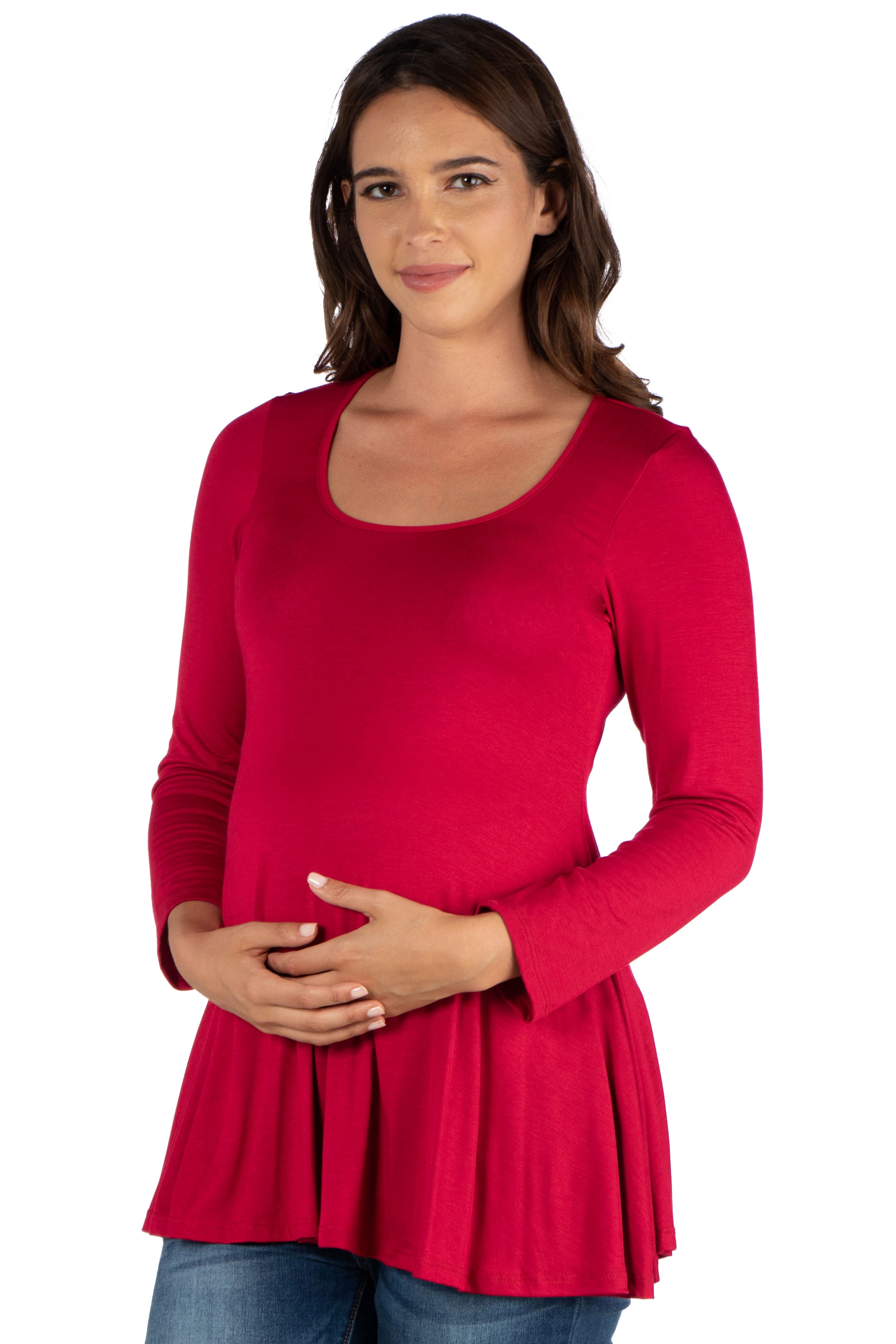 24seven Comfort Apparel Long Sleeve Maternity Swing Tunic Top