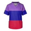 thumbnail image 3 of Domuza Scrubs for Men Top Tie-Dye Gradient Short Sleeve V Neck Caregiver Uniform Loose Fit Comfy Soft Medical Scrub Tops with 3 Pockets Purple XL, 3 of 4