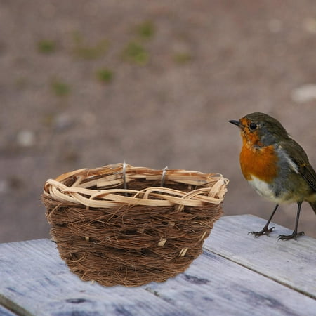 HOOWIFFY Finch Nests for Cages Round Straw Handmade Coffee 2Pcs HOOWIFFY Finch Nests for Cages Round Straw Handmade Coffee 2Pcs