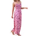 thumbnail image 4 of INSPIRAR CHIC Mono Casual de Verano para Mujeres con Flores, Sin Mangas, Pantalones Anchos con Fruncido, Mono Bohemio en Color Rosa, 4 of 6