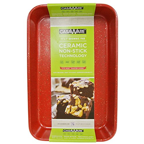 casaWare Ceramic Coated Loaf Pan 12 x 5 x 3-Inch Cream/Red by casaWare