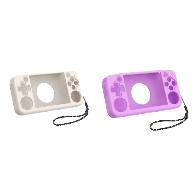 Funda Protectora Silicona Con Cordón para Consola Juegos Portátil RG35XX H (Beige)