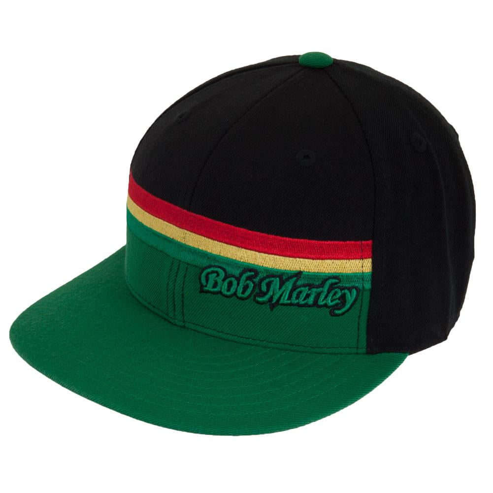Bob Marley - Green Rasta Stripe Fitted Cap - 7 3/8