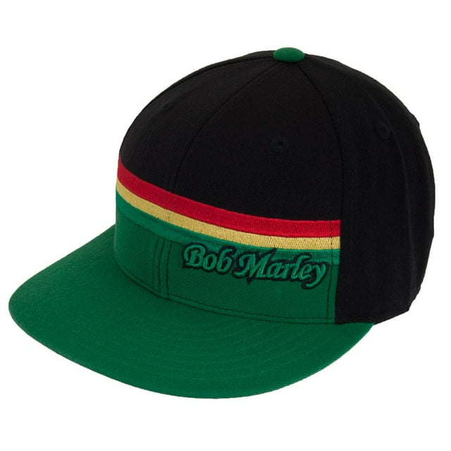 Bob Marley - Casquette Ajustée à Rayures Vertes Rasta