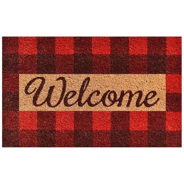 Calloway Mills 106322436 Paillasson Rectangulaire à Carreaux 24 x 36 Po, Rouge & Naturel