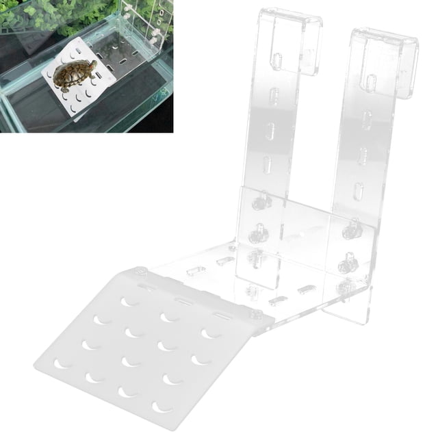 Adjustable Hook Basking Platform, Acrylic Terrarium Resting Terrace for Aquarium. Suitable for Fish Tank, Transparent Climbing Back Terrace