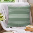 thumbnail image 3 of Pillow Covers 16x16 Set of 2, Sage Green Striped Throw Pillow Covers Decorative Couch Cushion Cover, Modern Minimalist Layered Stripes Microfiber Soft Square Pillowcases for Bedroom Living Room Sofa, 3 of 9