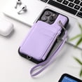 thumbnail image 6 of Decase For iPhone 15 Pro,Wallet Case PU Leather Shockproof Phone Shell Detachable Lanyard & Wrist Strap,Magnetic Buckle Back Cover Zipper Wallet Card Holder Pocket for Apple iPhone 15 Pro,Purple, 6 of 7