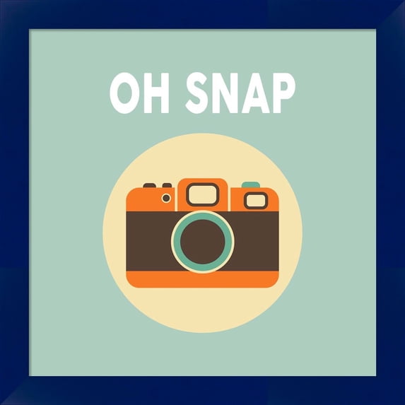 Great Art Now OH SNAP Camera Blue by Color Me Happy, Framed Wall Art, 14W x 14H