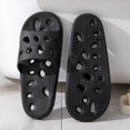 thumbnail image 4 of Men's Shower Slippers Quick Dry Non Slip EVA Slide Sandals Soft Cloud Pillow Lightweight Breathable Wide Fit for Bathroom Gym Pool Dorm Locker Room Indoor Outdoor Use,Black 44, 4 of 4