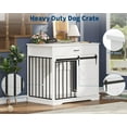 thumbnail image 3 of 37.8" W Dog Crate Furniture for Small Medium Dogs, 2-in-1 Iron-Wood Fusion Dog Cage Indoor As Side End Table, Farmhouse Dogs Kennel with Sliding Barn Doors & Drawer, White, 3 of 7