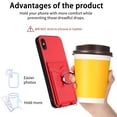 thumbnail image 3 of for iPhone XS Max PU Leather Case, Wallet Case with Ring Stand Kickstand Shockproof Protective for Women Girls Card Holder Slot Stand Shoulder Strap Case for iPhone XS Max, Red, 3 of 8