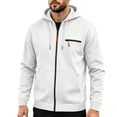 thumbnail image 4 of TKKCS Mens Full Zip Hoodie Casual Daily Midweight Regular Fit Long Sleeve Sweatshirt Jacket with Zipper Chest Pocket White M, 4 of 6