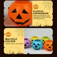 thumbnail image 4 of PEIBang Halloween Pumpkin Bucket 6.69x8.27in Small Plastic Candy Pail for Trick or Treat Basket Party Decor Yellow PVC Pumpkin Basket Halloween Party Favor, 4 of 6