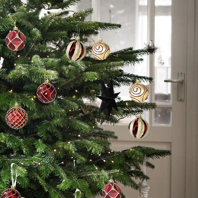 Christmas Decorations 6cm Electroplated Plastic Balls Four-leaf Clovers European Water Wave Drawing Painteds Christmas Ball Tree Pendants Holiday Supplies