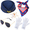 Navy Blue, variant on Female Flight Attendant Role Accessories - Featuring Pilot Sunglasses, A Stylish Hat, A Bright Scarf, And White Gloves. These Are Props For Masquerade Themes.