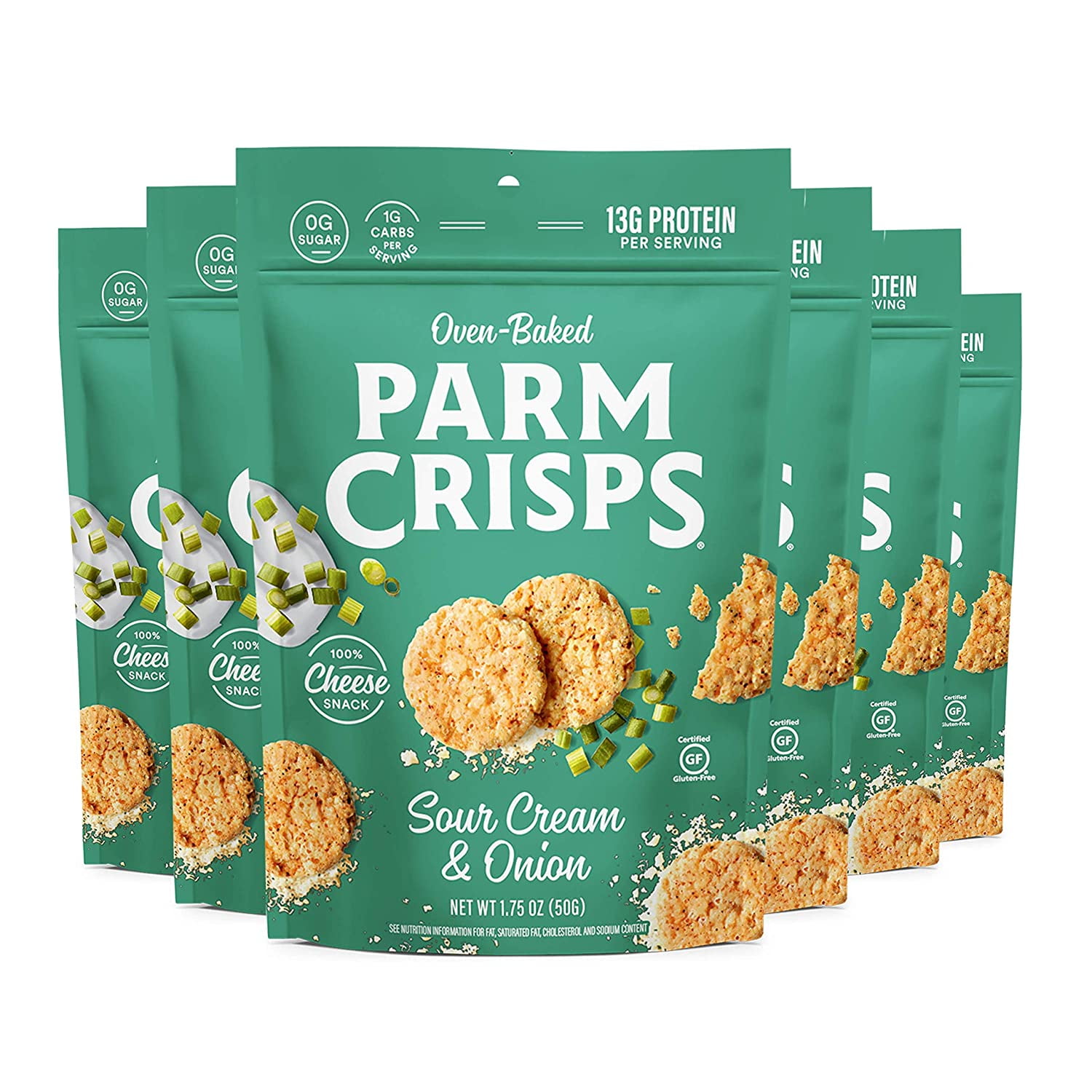 ParmCrisps Sour Cream & Onion, 1.75 Ounce (Pack of 6), Keto Snacks, 100
