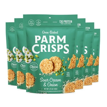 ParmCrisps Sour Cream & Onion, 1.75 Ounce (Pack of 6), Keto Snacks, 100% Cheese Crisps, Gluten Free, Sugar Free, Keto-Friendly