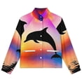 thumbnail image 4 of Jackets for Women Winter Coat Jackets Flannel Stand Collar Jacket(Dolphin Sunset Reflection,Size:S-4XL), 4 of 7