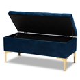 thumbnail image 2 of Baxton Studio Valere Ottoman de Rangement en Velours Bleu Marine et Or avec Boutons Capitonnés, 2 of 11