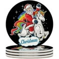 thumbnail image 2 of SKYSONIC Round Drink Coasters 6 Pcs Cute Santa Claus Rides Unicorn Absorbent Ceramic Coaster with Cork Base for Coffee Cups for Home Decor, 2 of 6