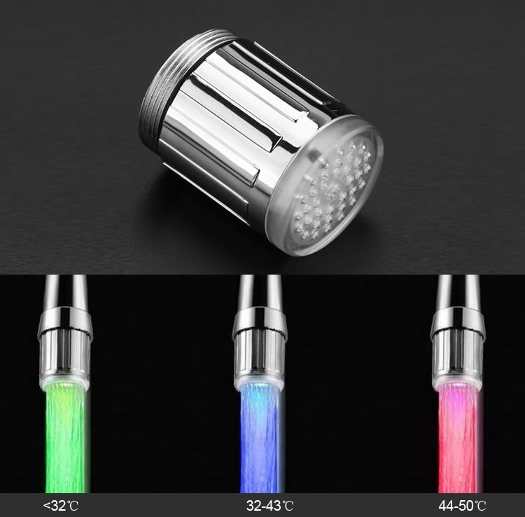 Yosoo Temperature Sensing Color Changing LED Light Water Faucet Tap