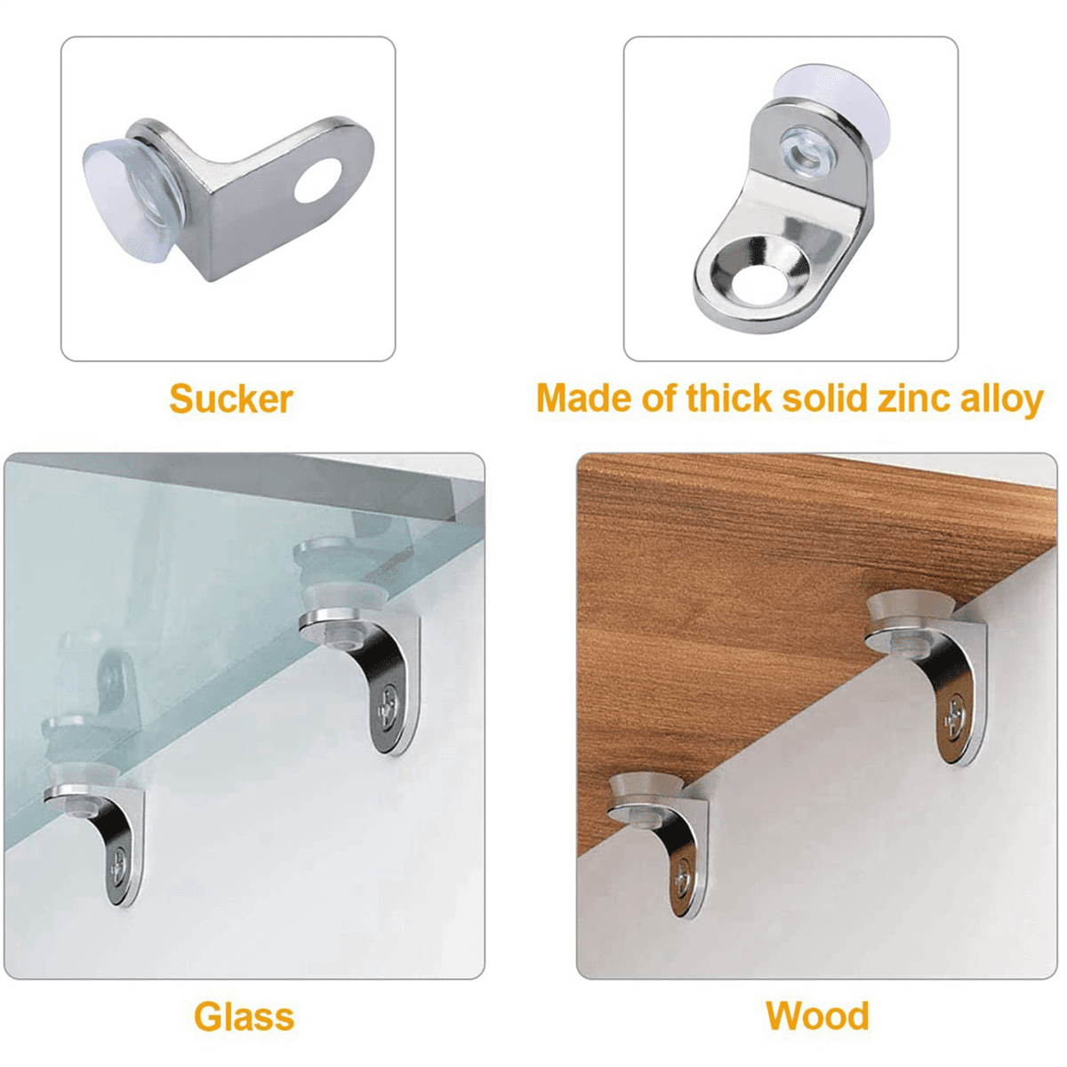 300 Pieces Glass Shelf Bracket with Sucker Glass Shelve Support Right Angle Fixing Brackets