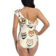 thumbnail image 5 of Goofa Shiba Head Face Pattern Women's One Piece Swimsuits Tummy Control Bathing Suits Asymmetric One Shoulder Swimwear-X-Large, 5 of 6