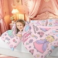 thumbnail image 3 of Meiyoeat Cute Princess Castle Rainbow Twin Comforter Sets for Kids Girls, Girly Pink Cartoon Bedding Set, Pink Reversible, 2 Pieces, 3 of 6