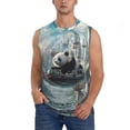 thumbnail image 2 of Lsque Panda In Futuristic City Print Men's Cotton Blend Sleeveless Muscle Shirts (S-3XL)- Moisture Wicking, Odor Protection, UPF 30+,Medium, 2 of 8