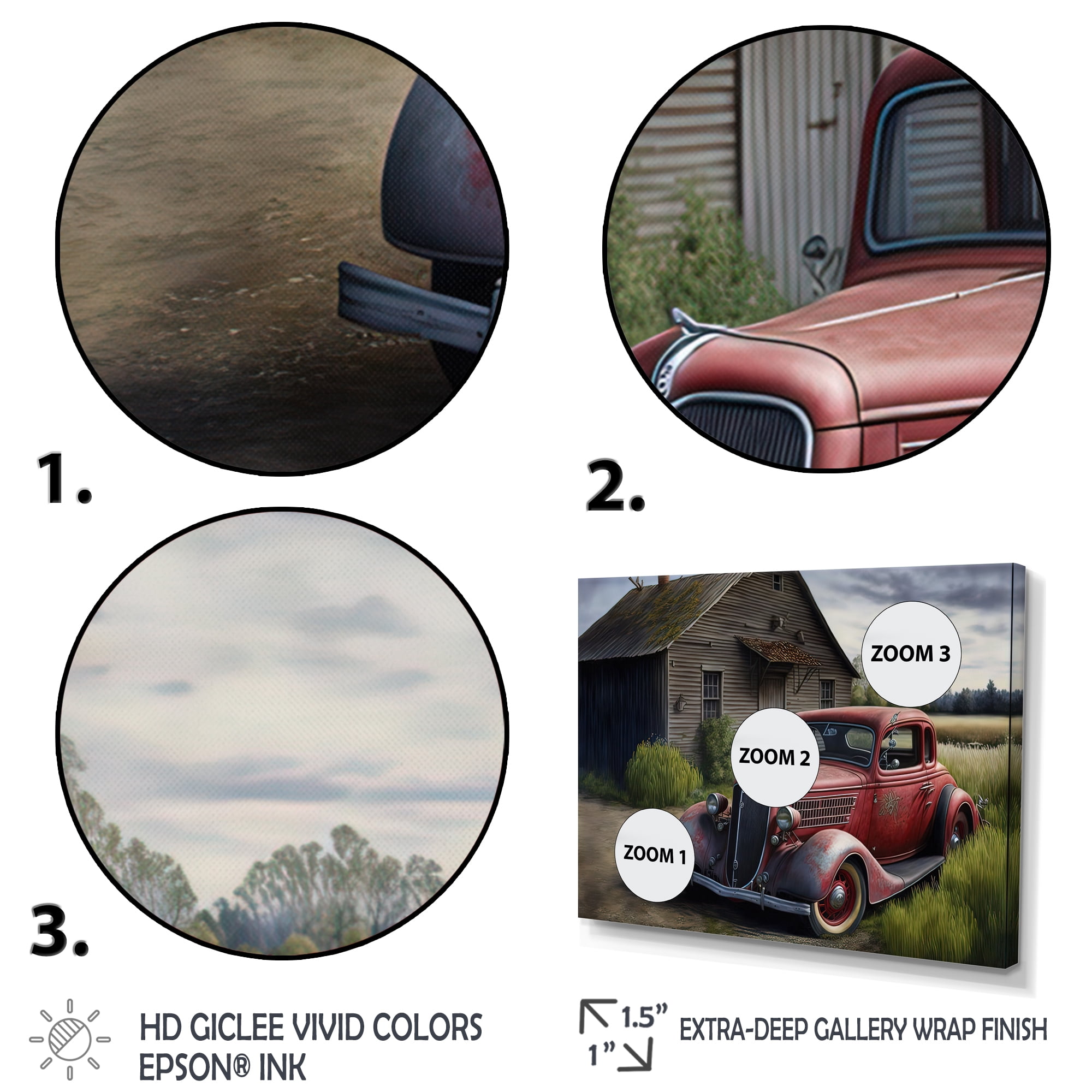 Designart 30S Ford Car In Barn VI Canvas Wall Art