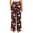 thumbnail image 4 of Axiiglly Pajama Pants for Women Plus Size Christmas Printed Elastic Waist Sleep Pants Casual Loose Long Straight Sleepwear with Pockets S-5XL, 4 of 7