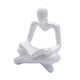 thumbnail image 5 of 2 piezas de estatua de pensador abstracto moderno, figura humana, adorno artesanal decorativo Blanco y Aureo, 5 of 9