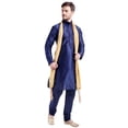 thumbnail image 4 of Foulard Kurta Pyjama pour Hommes Vêtements Indiens Robe de Fête de Mariage Indienne (Bleu, TG), 4 of 6