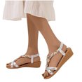 thumbnail image 4 of HAOTAGS Casual Walking Sandals for Ladies Bohemian Breathable Open Toe Shoes for Beach Silver Size 6, 4 of 5