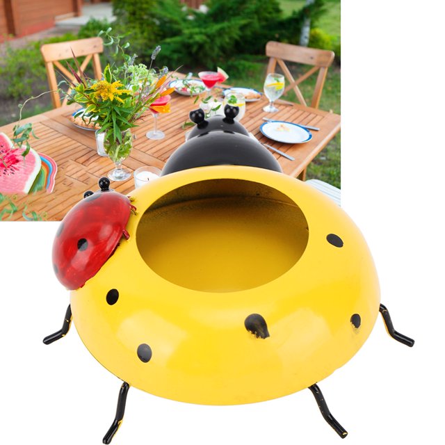 Metal Ladybug Flower Planter, 5.4cm Diameter Flower Pot Decor Ladybug Shaped Design Flower Pot Iron Planter Pot For Indoor Outdoor Decoration
