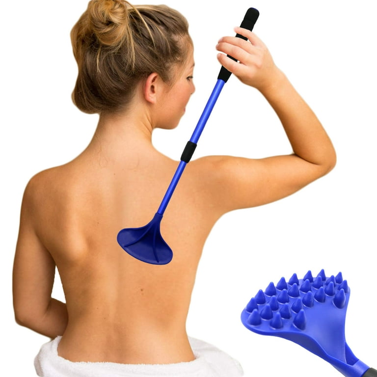 EASACE Back Scratcher for Women Men Extendable with Strong ABS Massage  Head, 21inch Body Scratcher for Adults - Pets Compact - Retractable（Blue）
